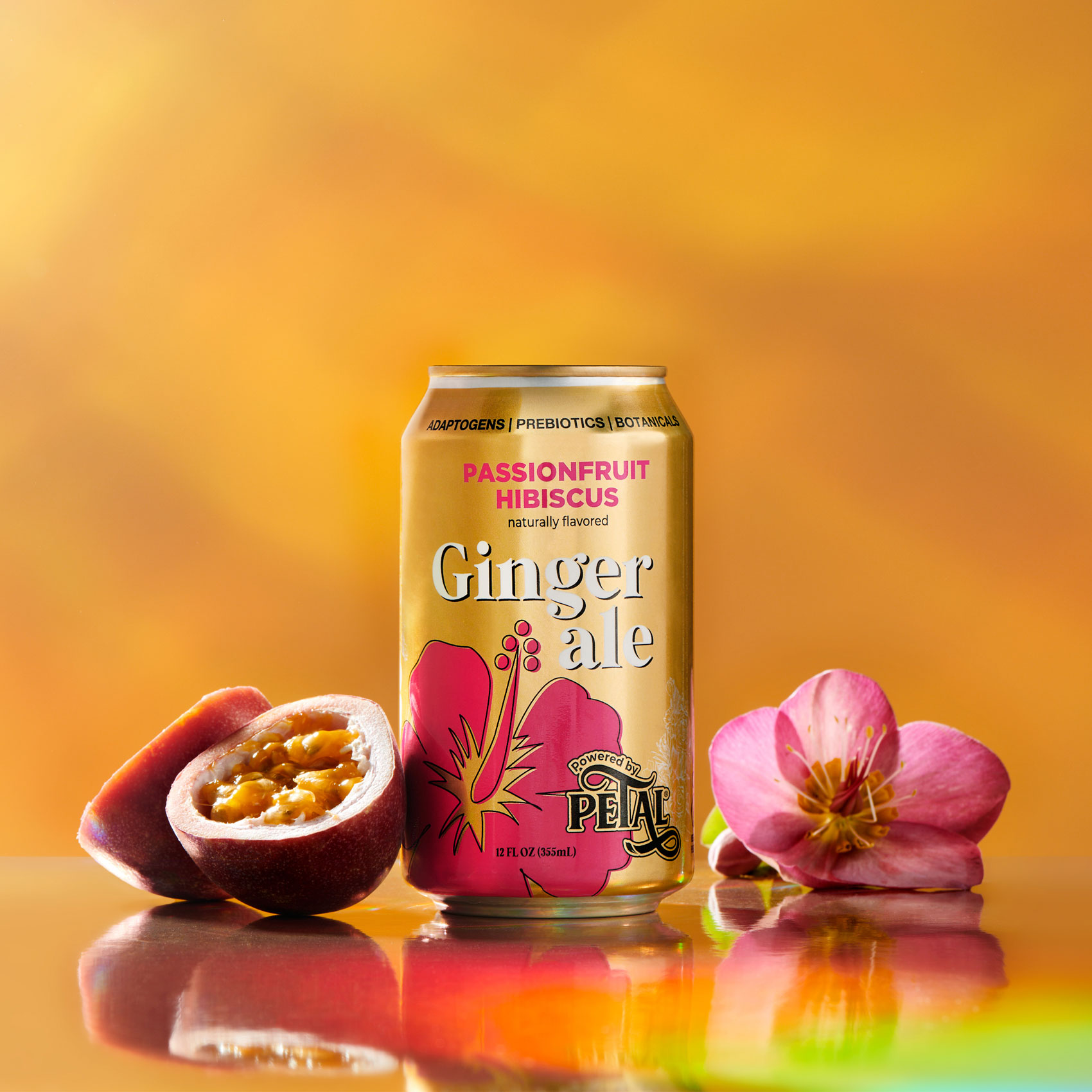 Can of passionfruit hibiscus ginger ale