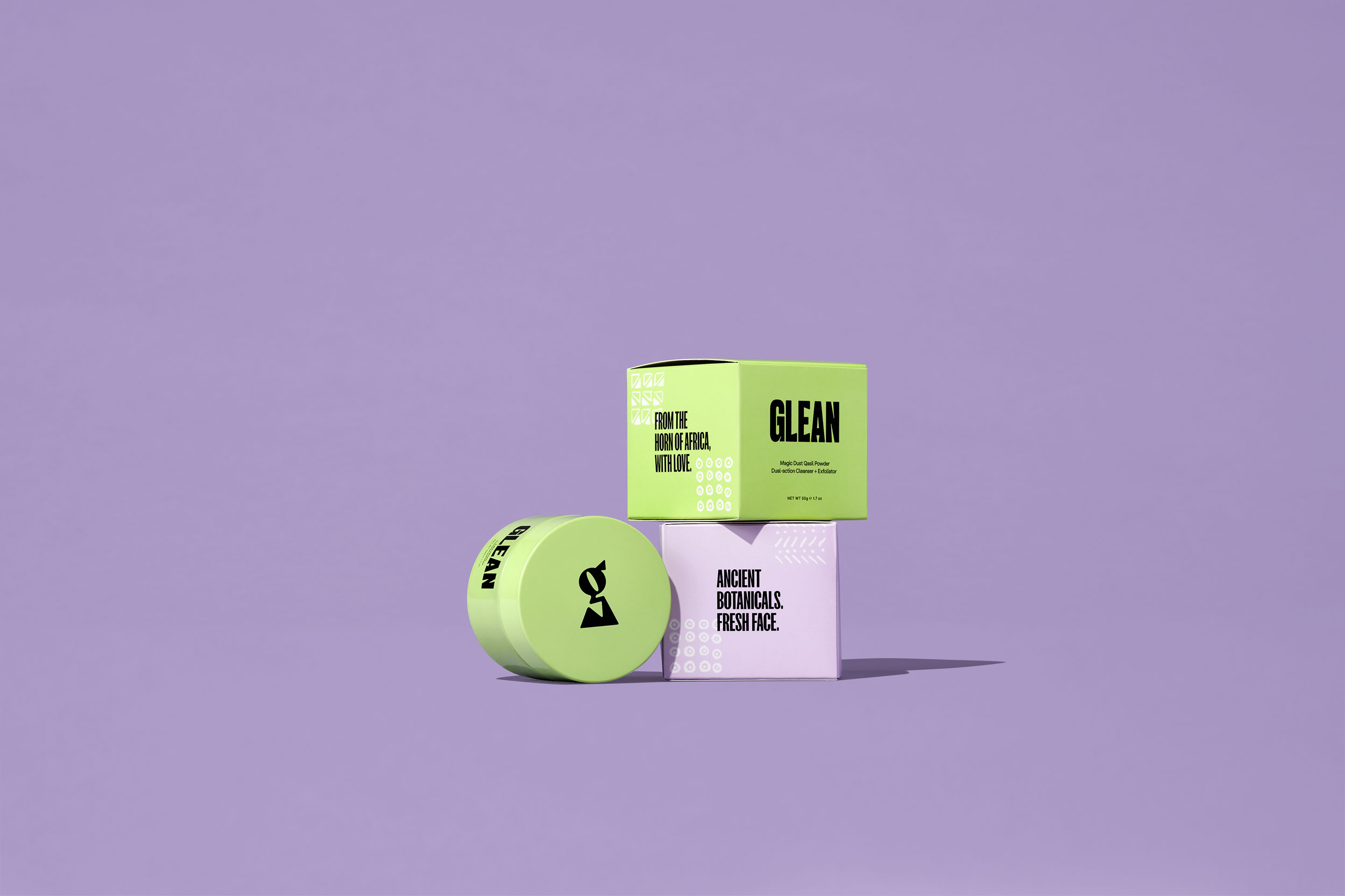 Purple and green cosmetics product packaging image