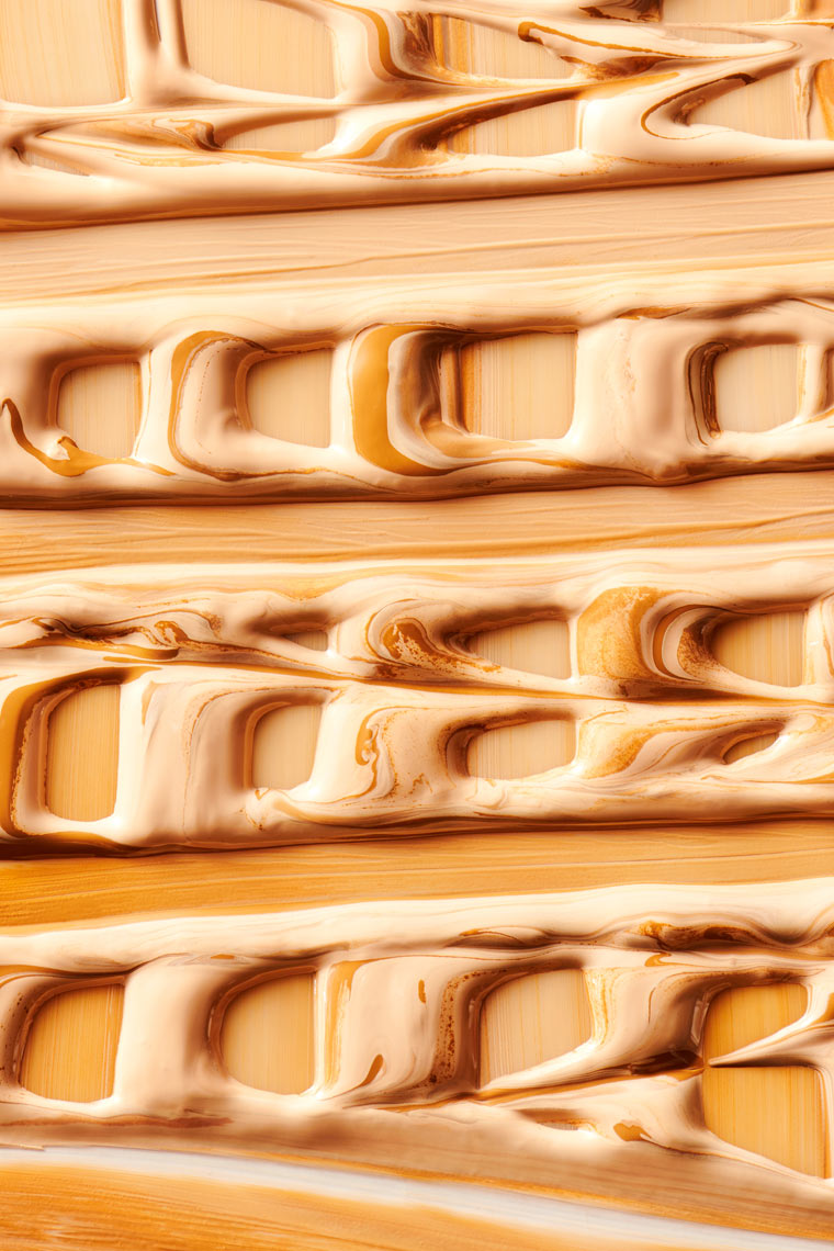 Makeup foundation shades with a styled mixed texture